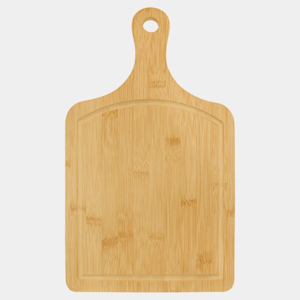 15 1/2" x 9" Bamboo Cutting Board Paddle Shape with Drip Ring Thumbnail